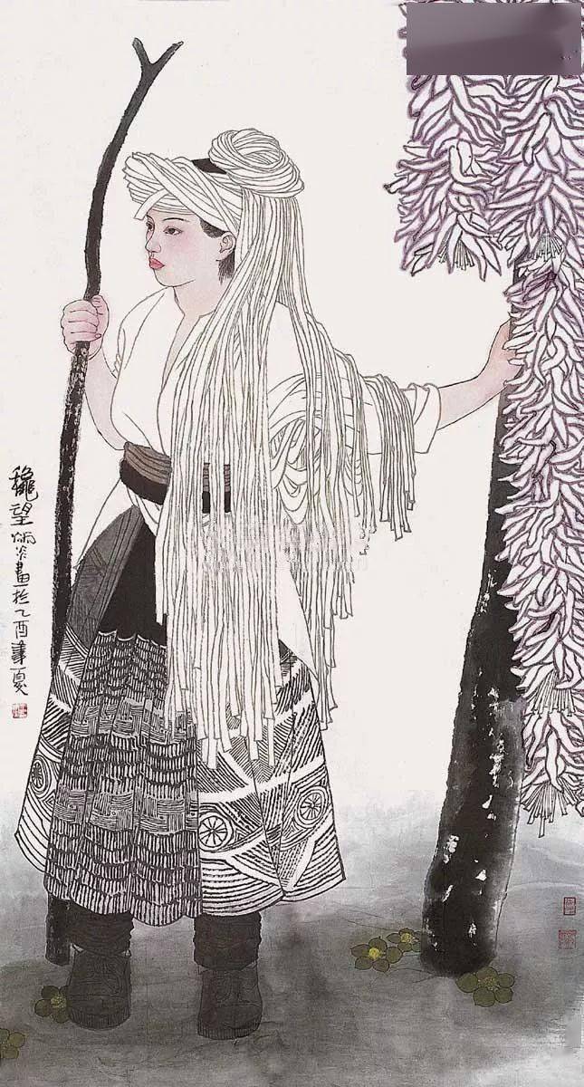王炳炎工笔少数民族人物画欣赏太美辣