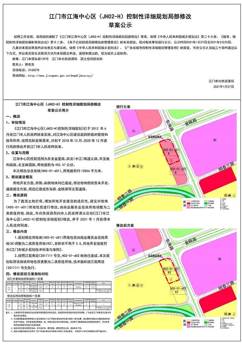江门市江海中心区jh02h控制性详细规划局部修改草案公示