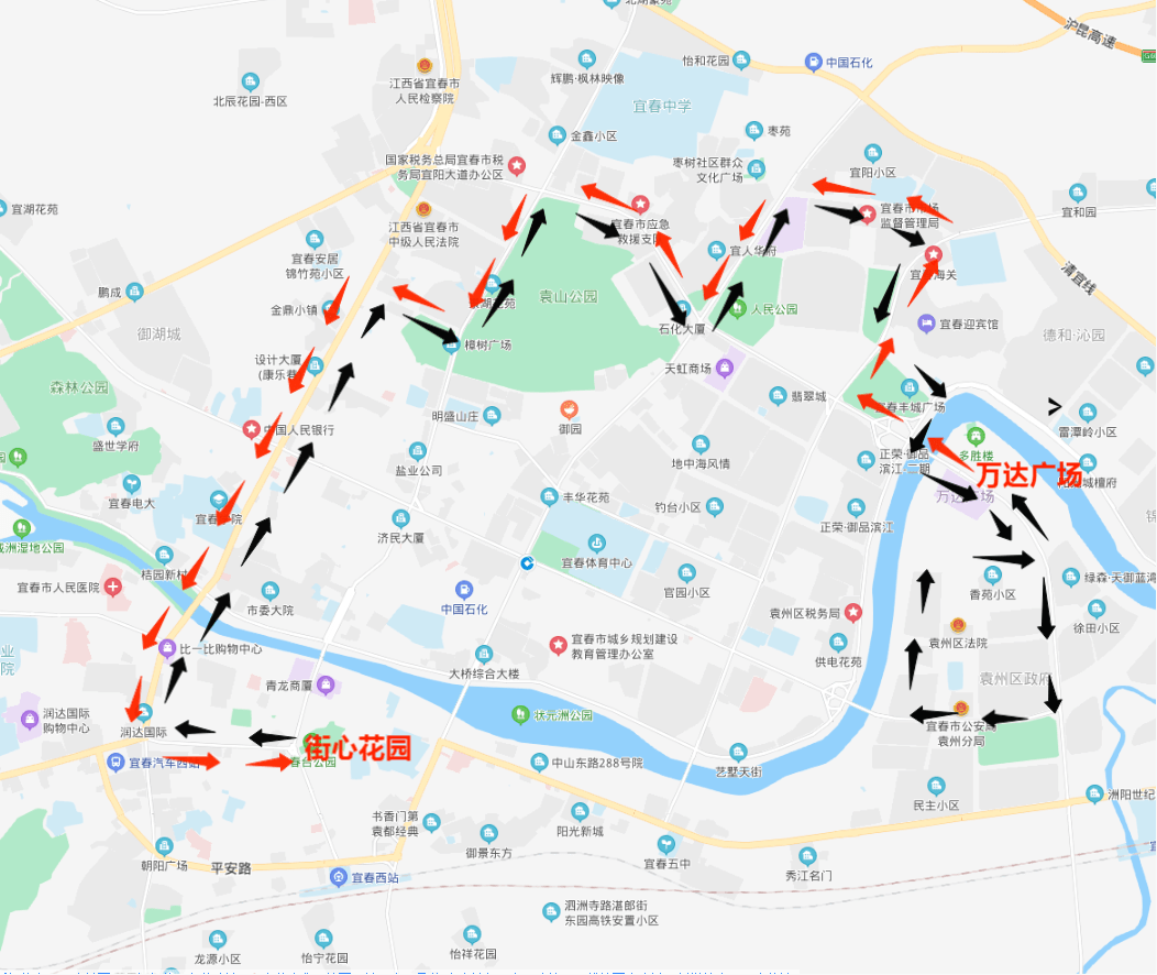 宜阳学校,公路局,枣树园,科技馆,建材市场,翰林世家,袁山公园北门