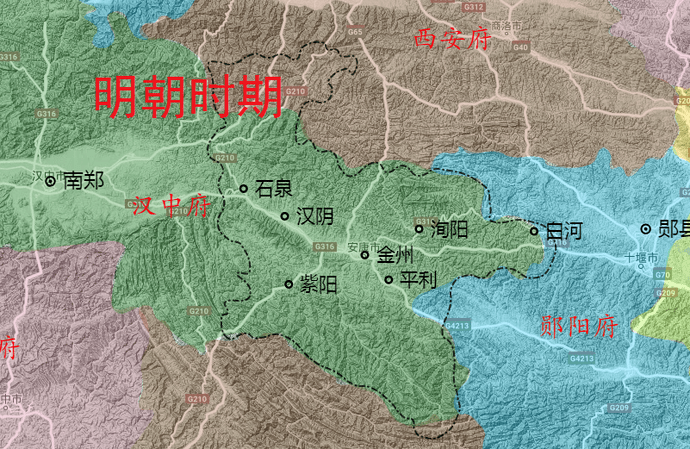 金州如元朝,上属汉中府,下辖数县.