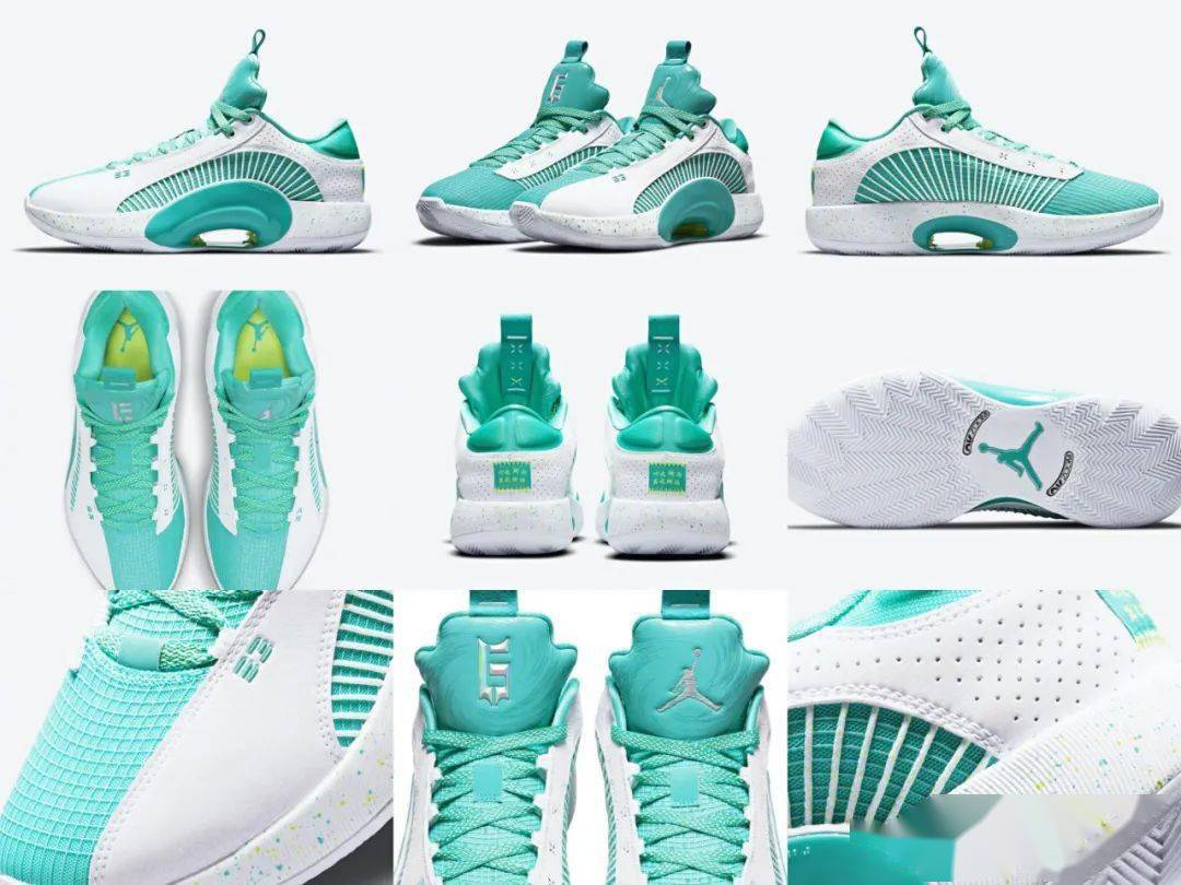 郭艾伦pe之后aj35 low第二个配色white metallic也迎来曝光,白色鞋身
