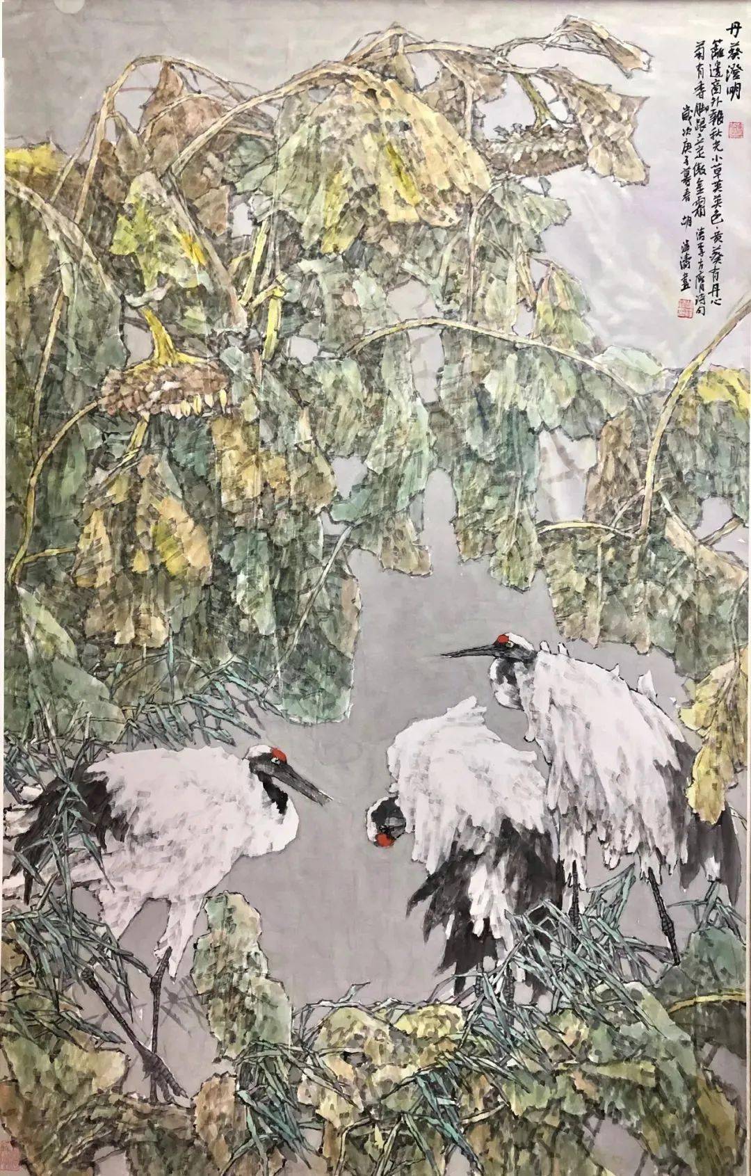 灵韵190cm×190cm十一届全国美展作品 2009年胡泽涛笔下的鹤是天上的