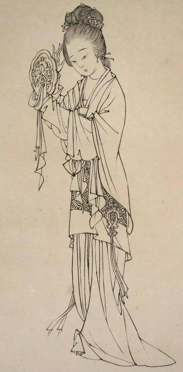 23幅蔡岚工笔画仕女白描线稿 ,太飘逸了