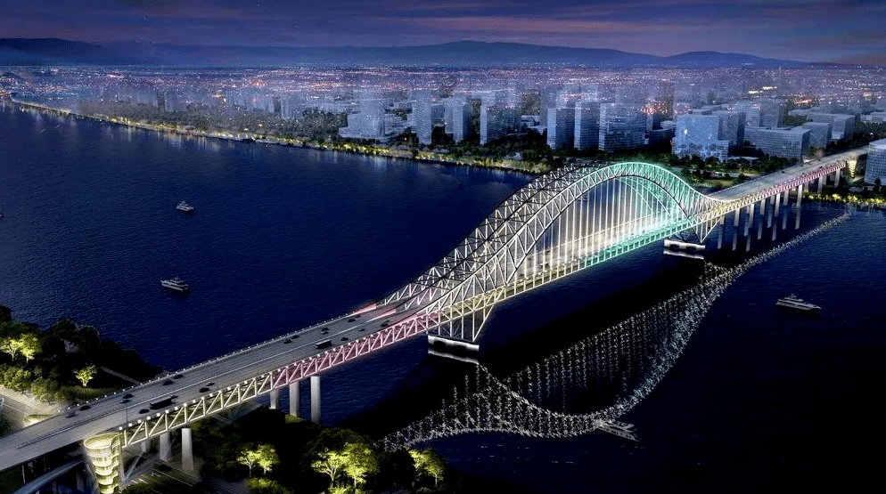 基层动态 世界第一跨三主桁钢桁拱双层桥 广州南沙明珠湾大桥主桥成功合龙 西部建设