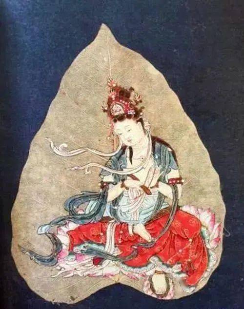 菩提叶上的菩萨圣像