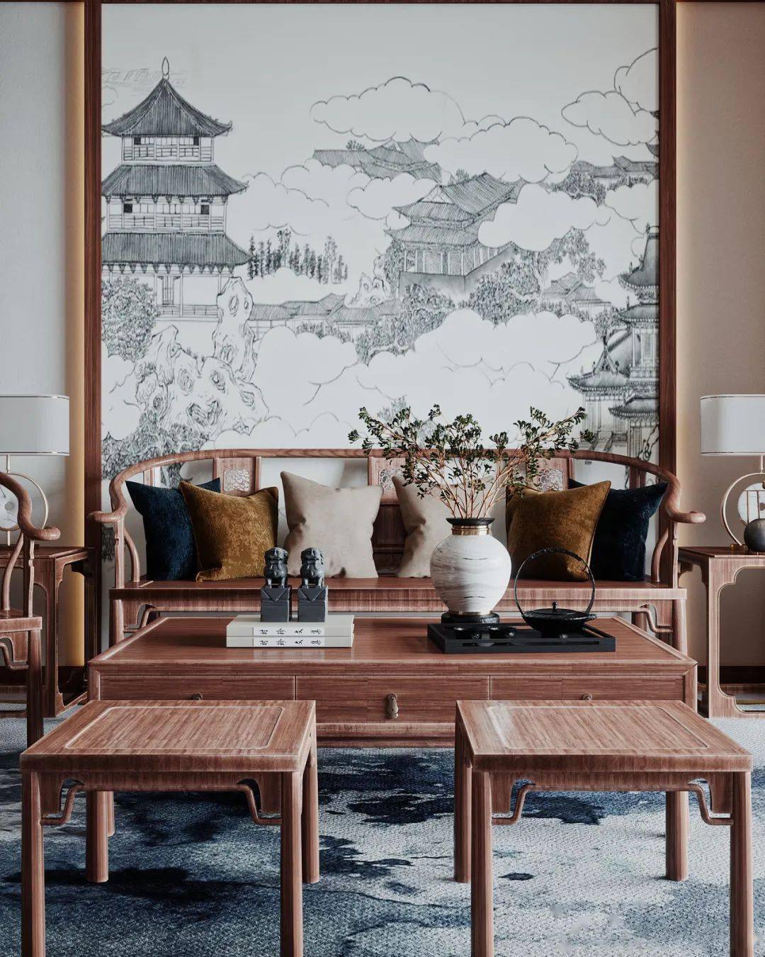 现代元素和传统元素有机结合新中式软装陈列艺术