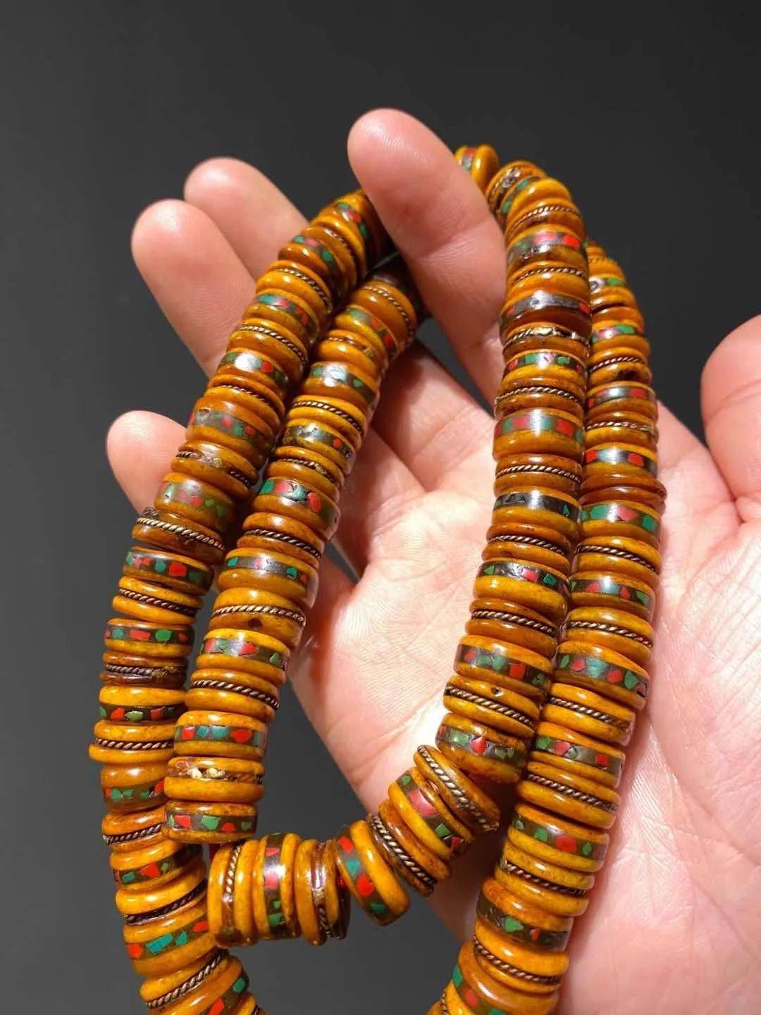 04镶嵌羚羊骨剁珠長佛珠串