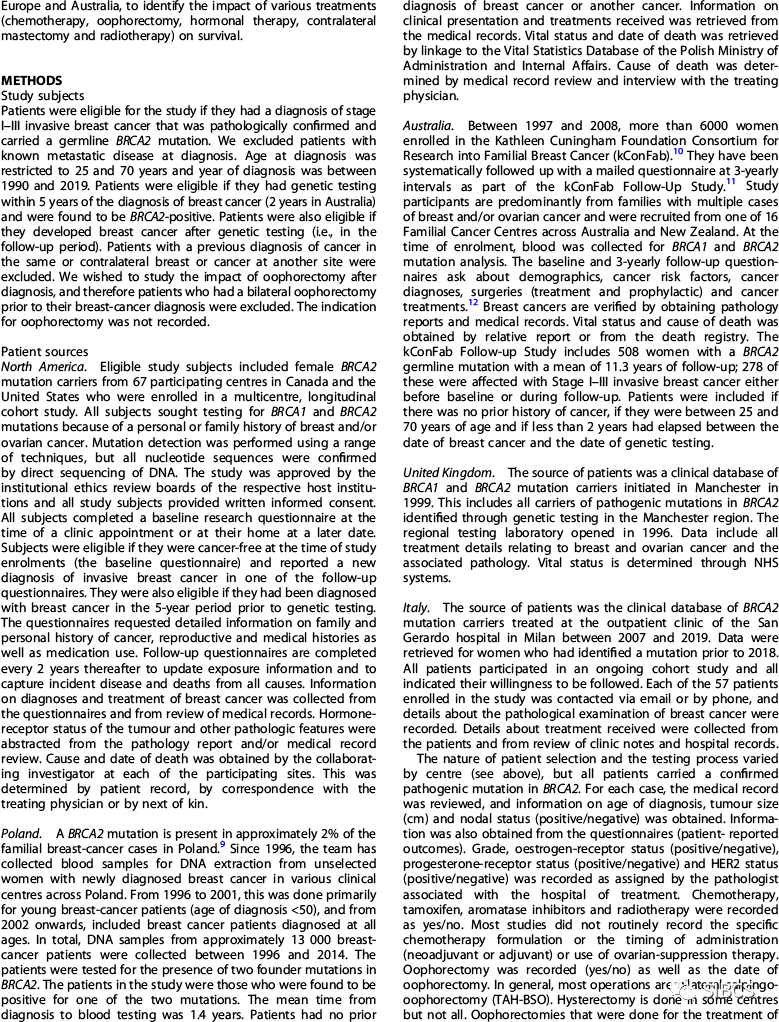 oophorectomy is associated with a reduced risk of death from