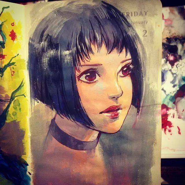 如画漂亮女孩啦,喜欢甜食啦,喜欢用水彩表达自己爱好的东西,韩青有着