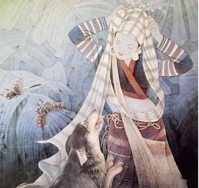 陈白一 苗瑶风情陈白一(1926-2014,湖南邵阳人,教授,著名国画家.