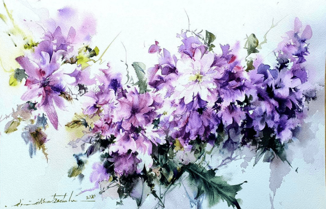 伊朗水彩画家shirinnematzadeh作品欣赏花卉篇二