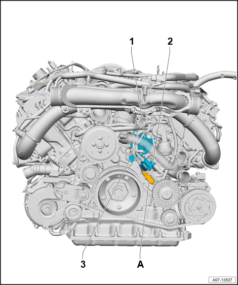 2019年款奥迪a8d5车型6缸汽油发动机元件位置图解说明