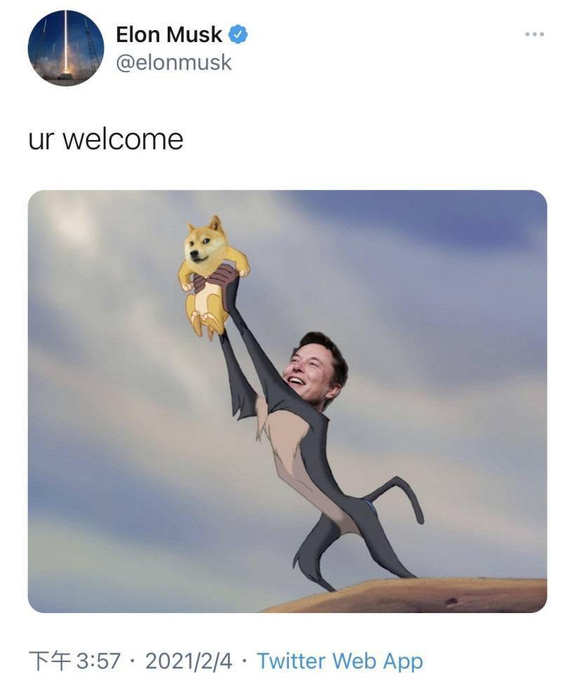 马斯克发布狗狗币登上月球图片，并配文：照图理解_搜狐网