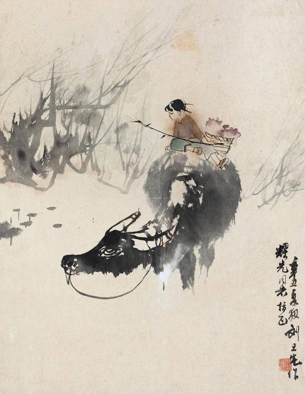 刘旦宅笔下的牛图满满的田园气息