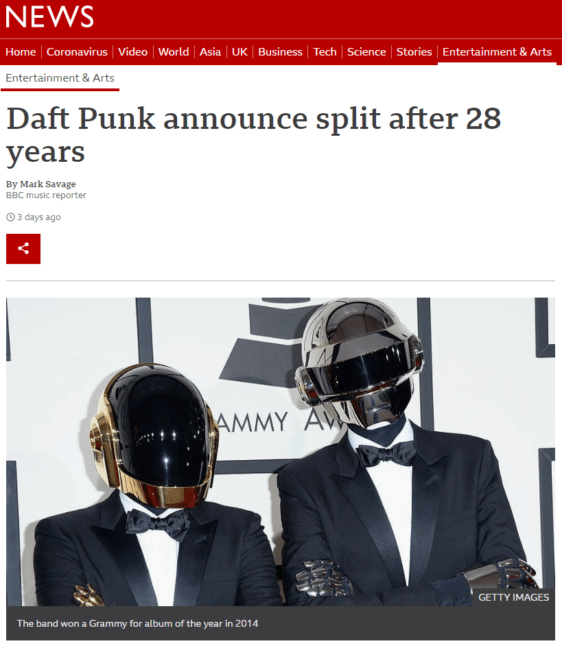 法国传奇乐队daft punk解散!