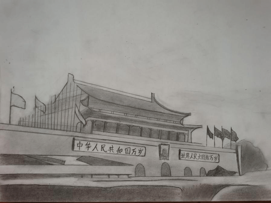 天安城门图片线描画图片