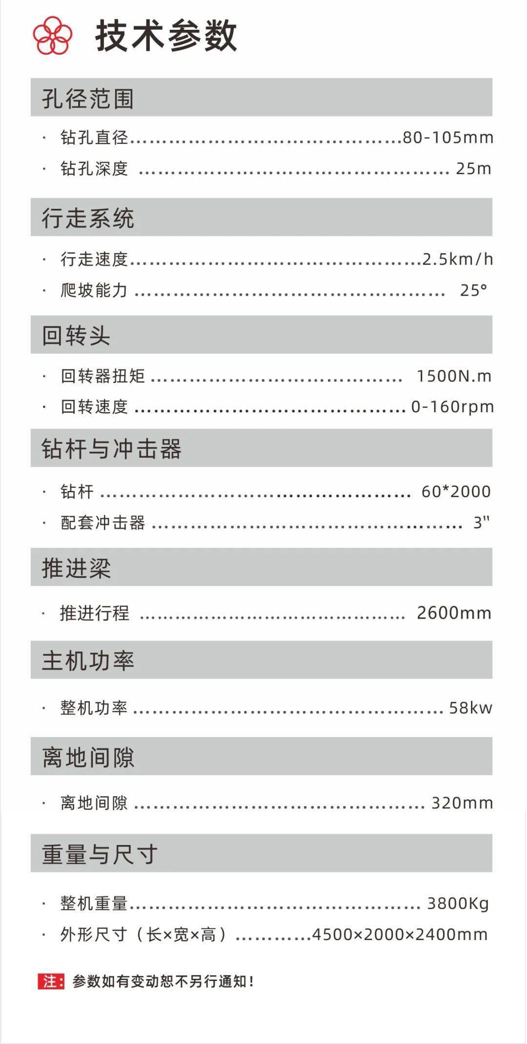 红五环726钻机参数图片