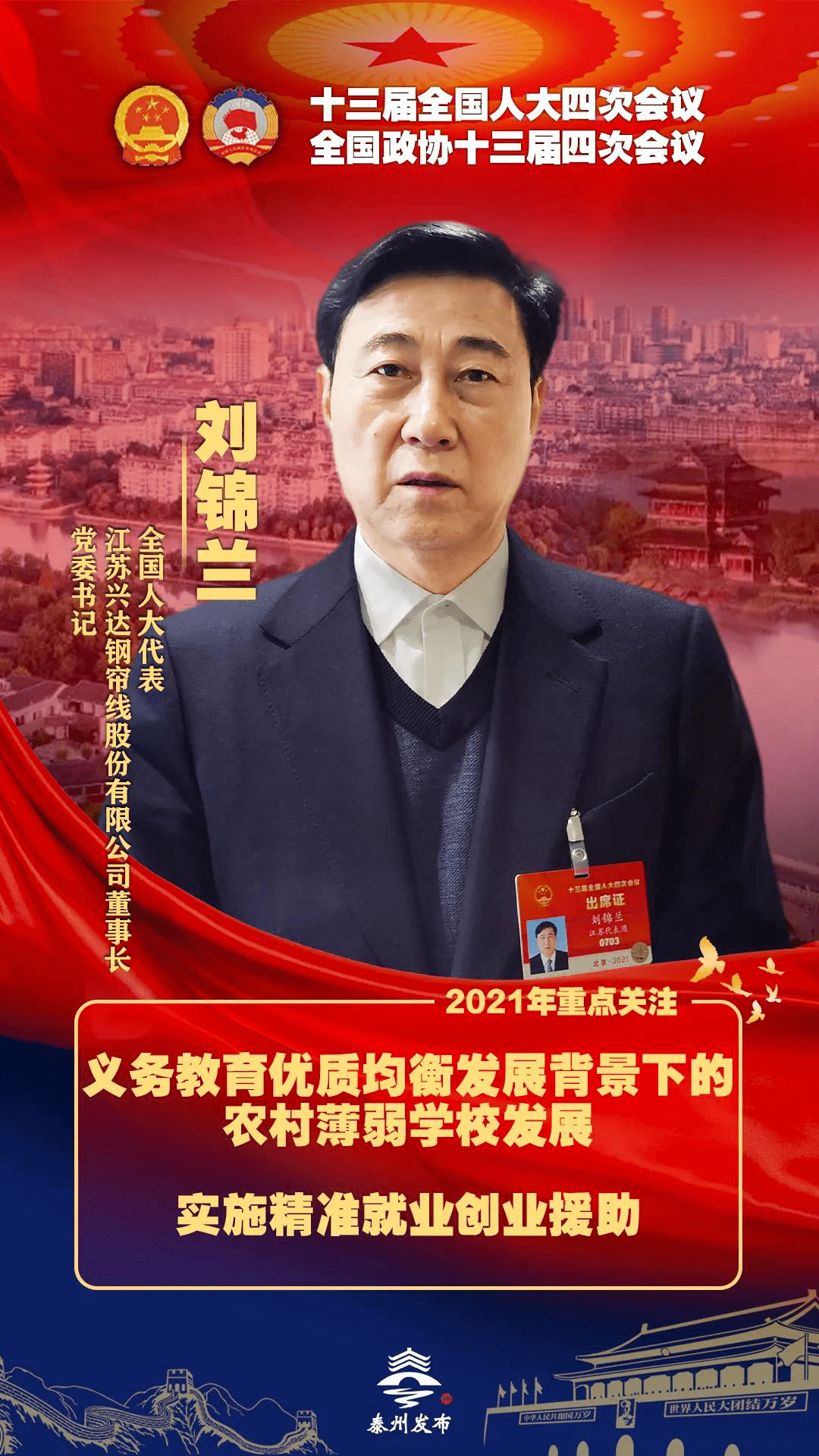 全国人大代表刘锦兰:心中有使命,肩头有担当!