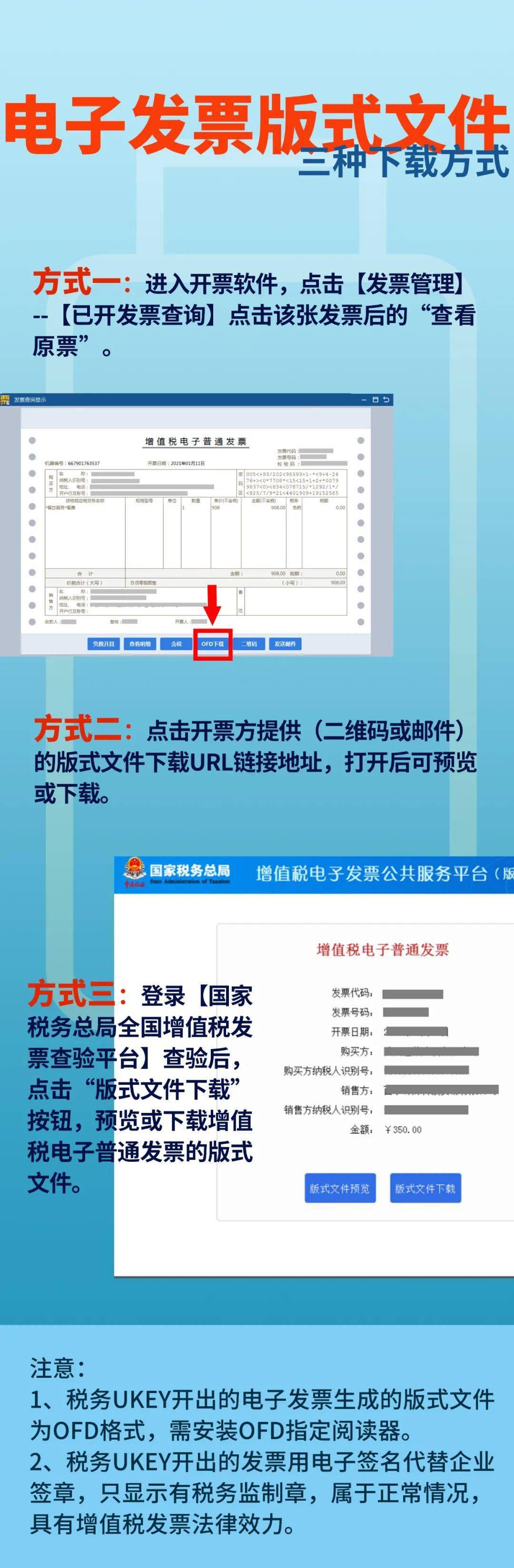 图解ukey:电子发票版式文件三种下载方式