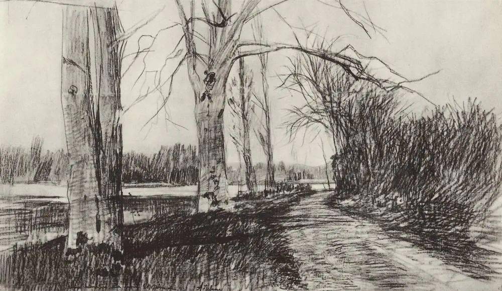 俄国杰出画家列维坦经典素描手稿72幅