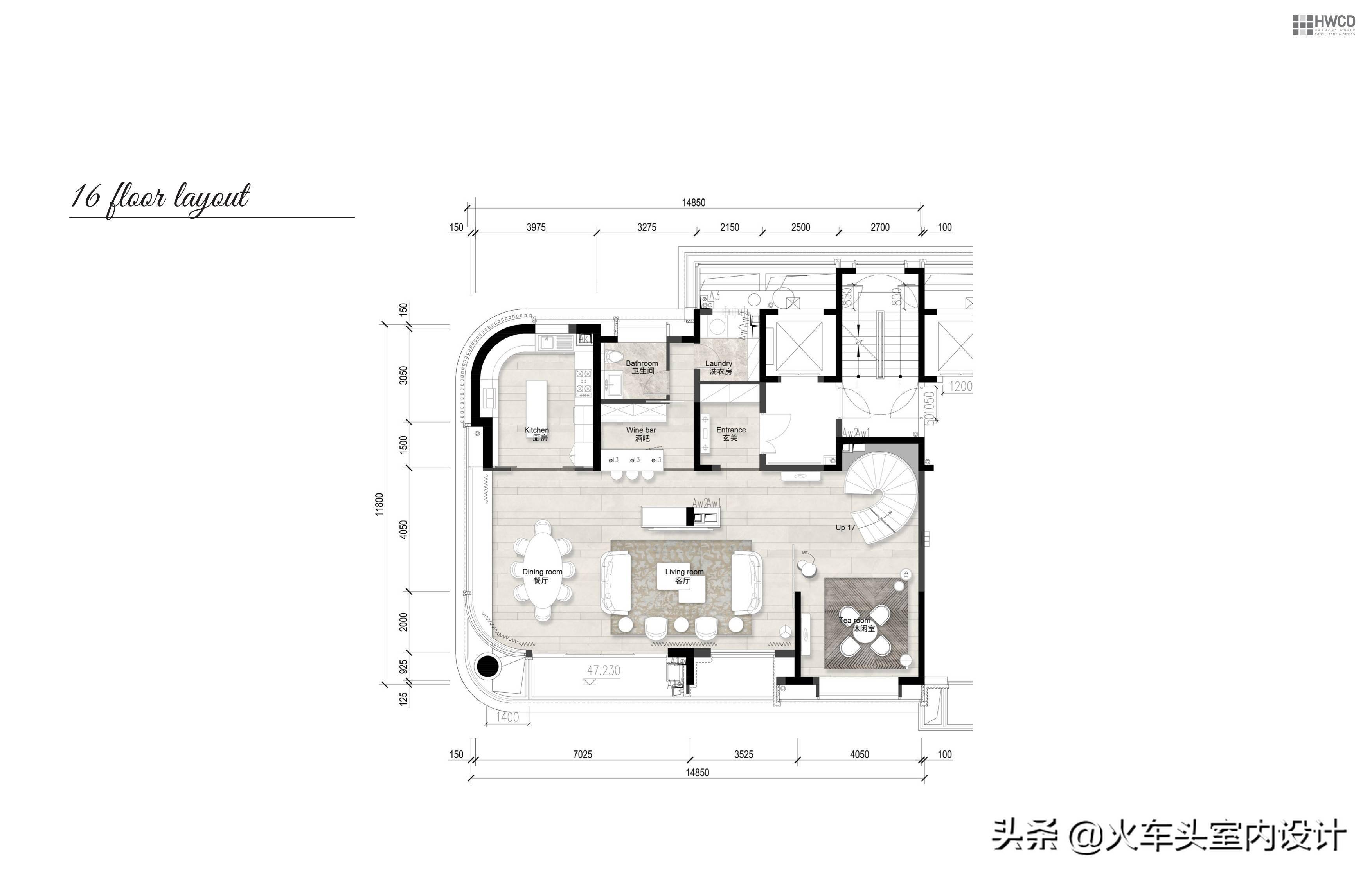 hwcd设计上海绿地顶层复式豪宅设计