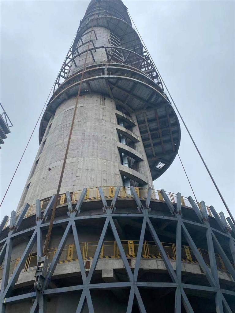 长江口登高望海新景点 上海长滩观光塔8月初完成幕墙钢结构施工