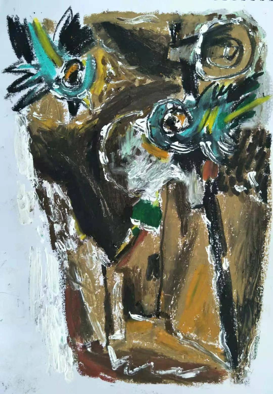 河北大学唐勇刚教授的油性色粉作品