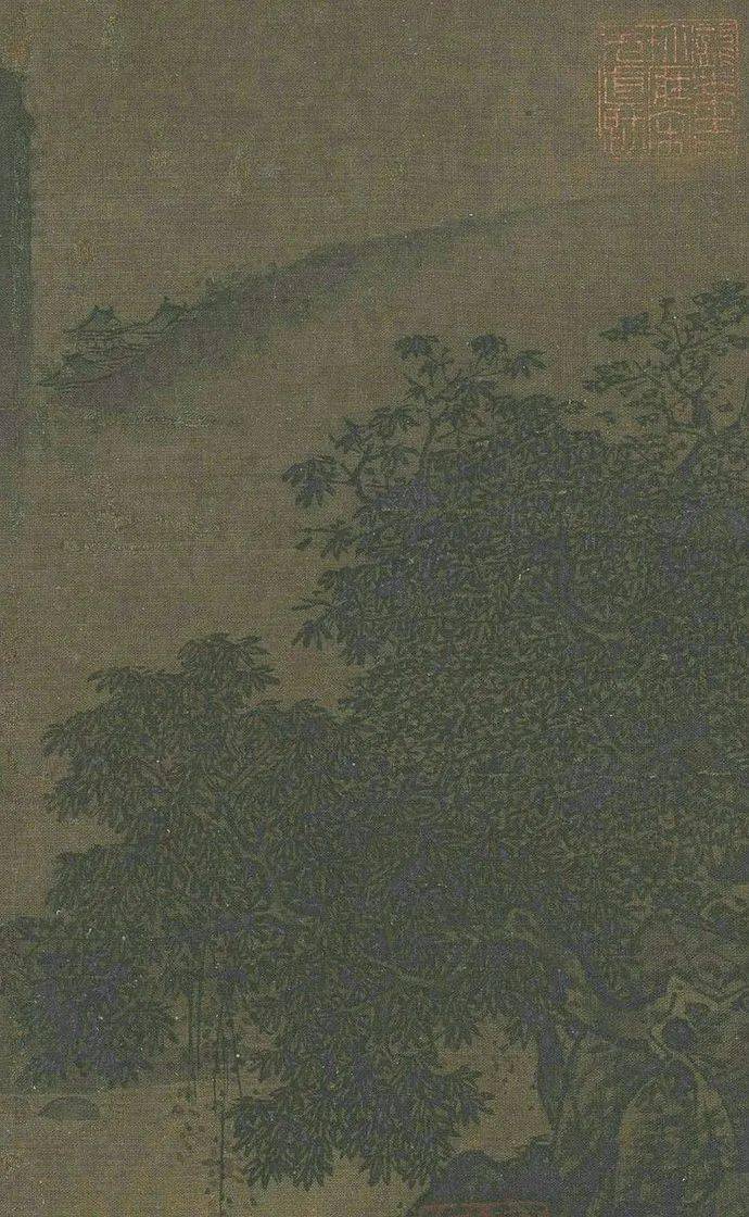 赏画宋高宗赵构秋江暝泊图