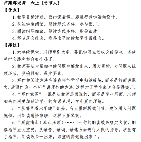 評課意見摘選課堂比賽之後,小語名師工作室全體成員在會議室召開集中