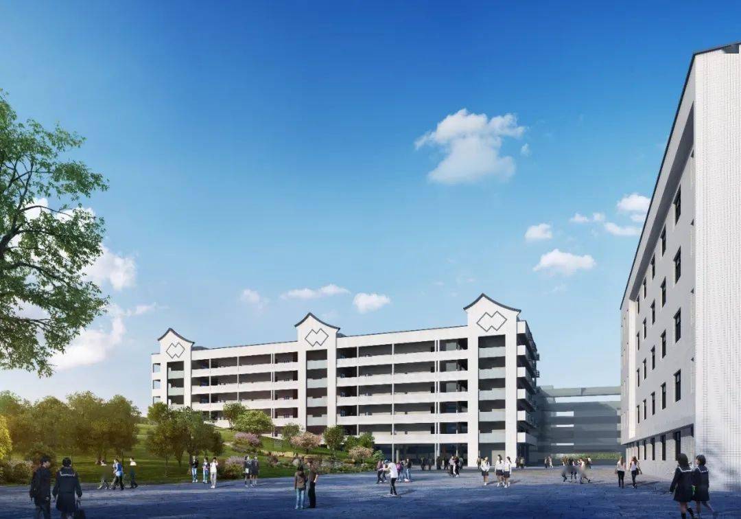 市第八高级中学新建2号教学楼效果图市第八高级中学新建3号食堂,学生