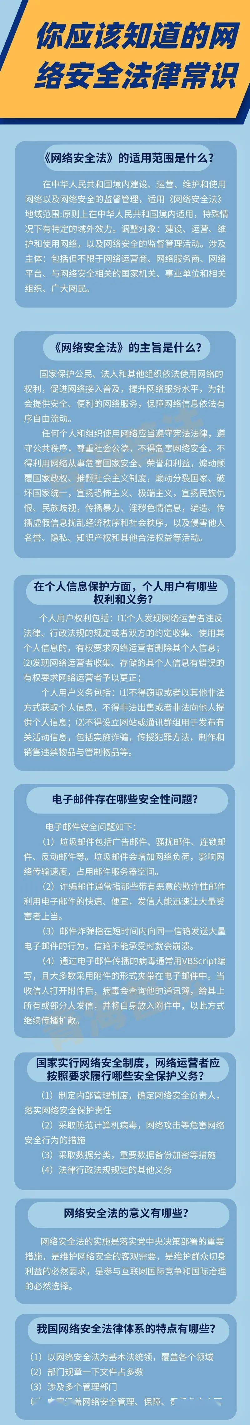 【普法教育】你应该知道的网络安全法律常识!