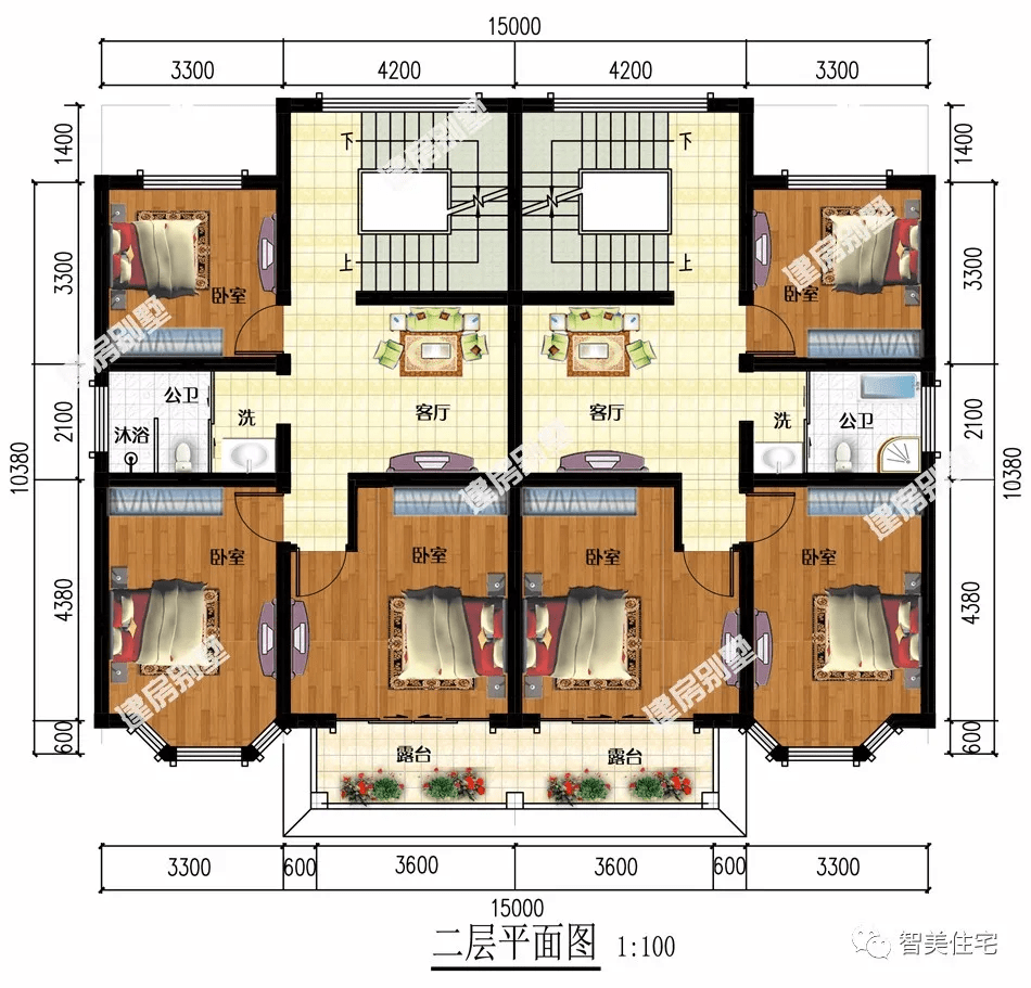 关注微信公众号:智美住宅,上千款别墅户型施工图纸,可私人订制设计.