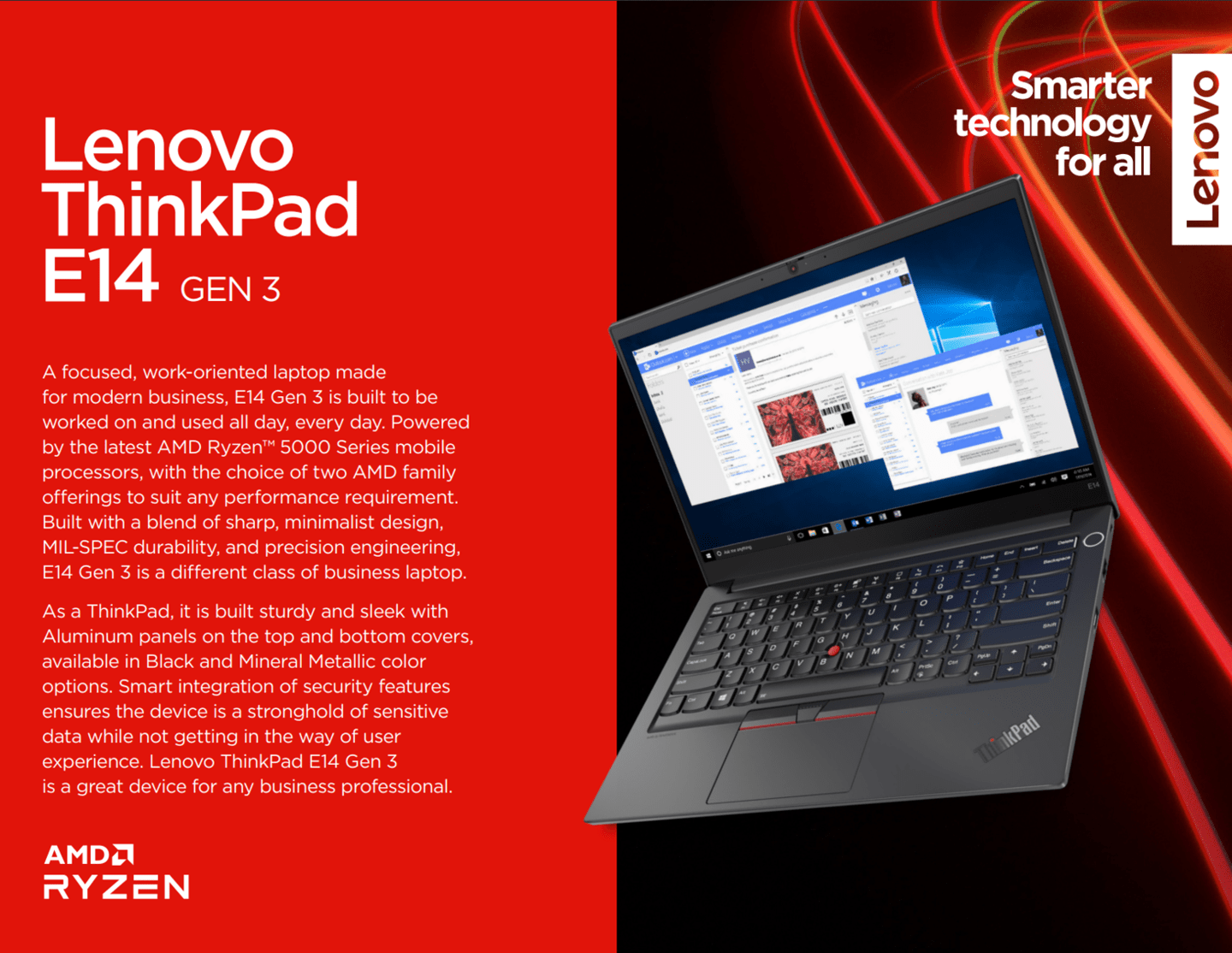联想发布 ThinkPad E14 第三代:搭载锐龙 5000 处理器,支持蓝牙5.2标准
