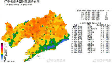 遼寧大風錦州黑山縣芳山鎮最大瞬時風力11級