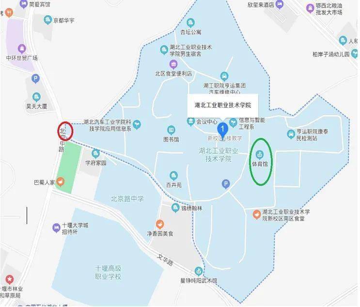 附件3:資格複審地點位置示意圖湖北工業職業技術學院體育館(北京中路