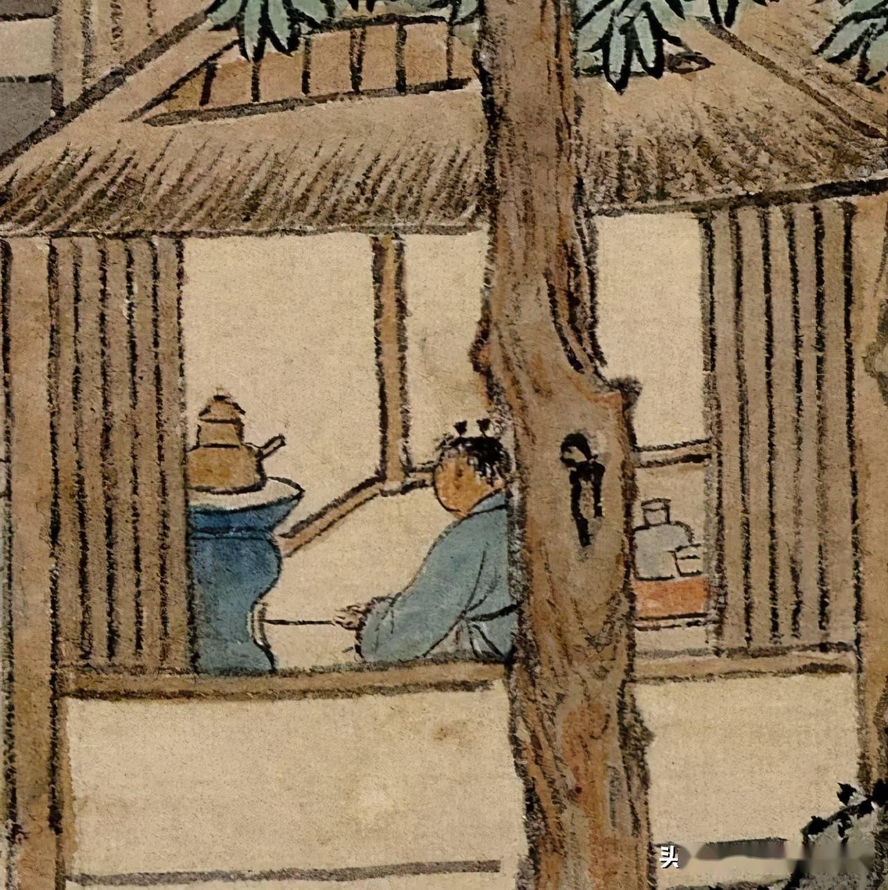 明文微明品茶園 掛軸 經典畫軸】文徵明・品茶圖｜手工