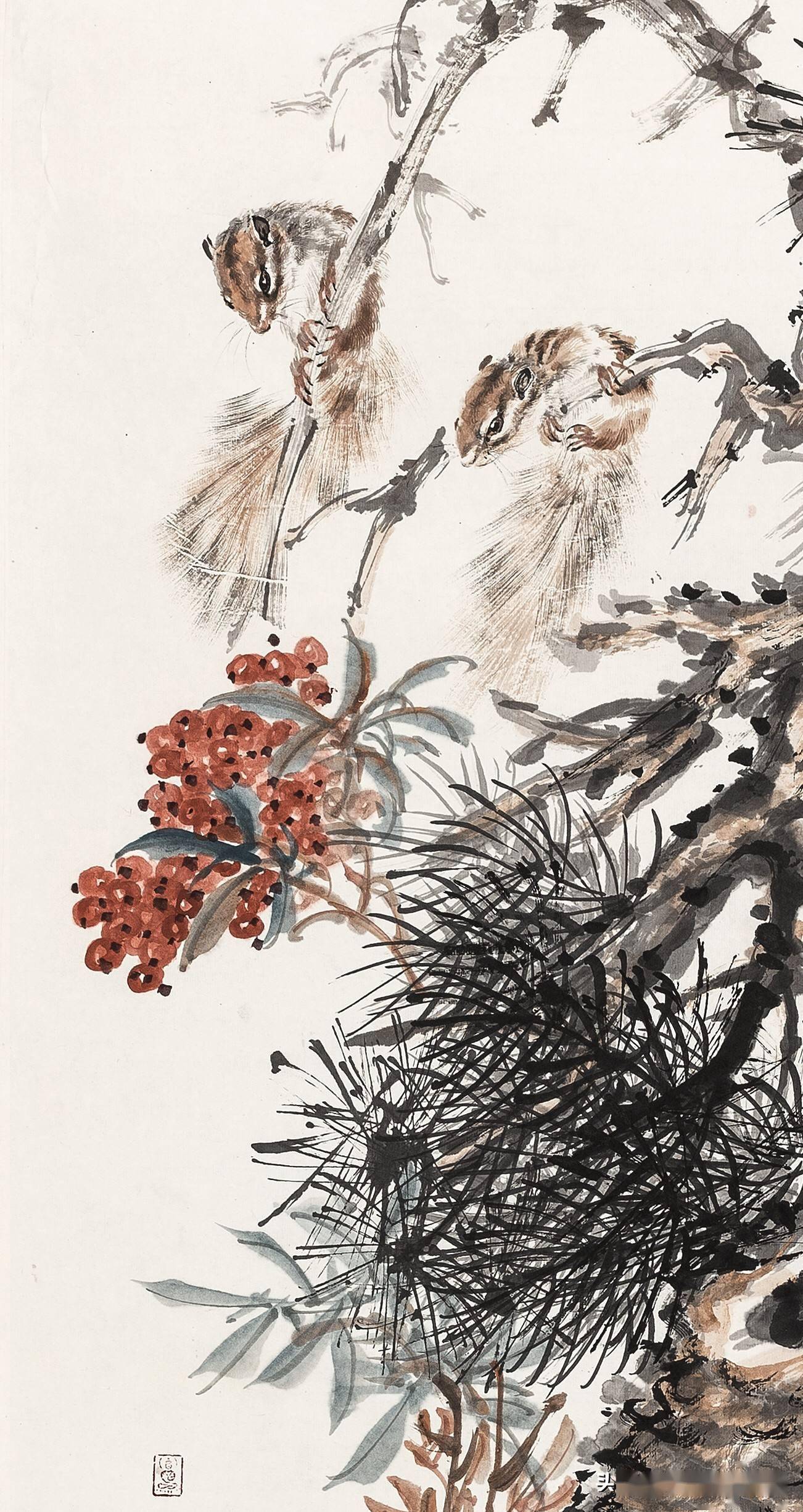 著名画家晁谷先生作品采芝图良辰美景精赏