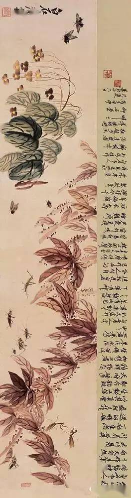 罕见的齐白石长卷巨幅花鸟画,精美!_艺术