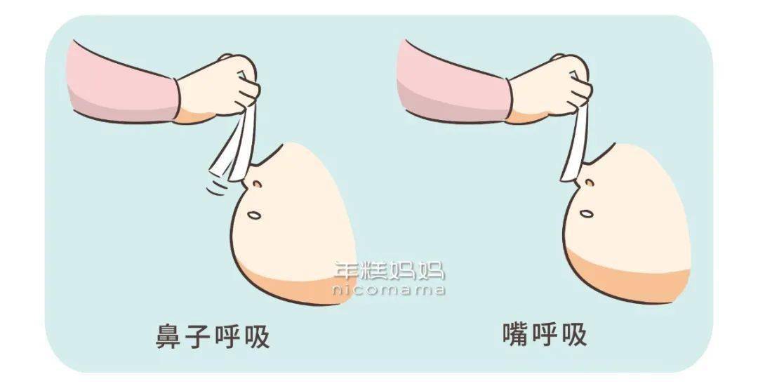 小条纸巾,放在宝宝的鼻孔前,如果棉絮飘动,说明宝宝睡觉是用鼻子呼吸