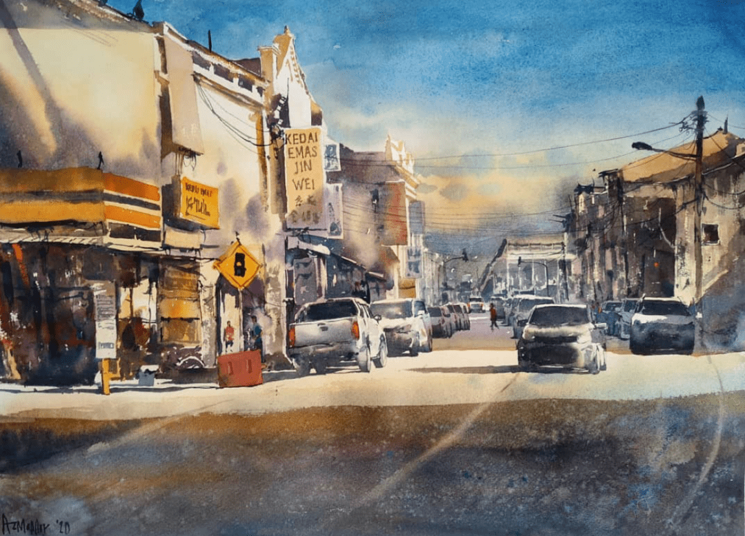 马来西亚水彩画家azmannor作品欣赏街景系列