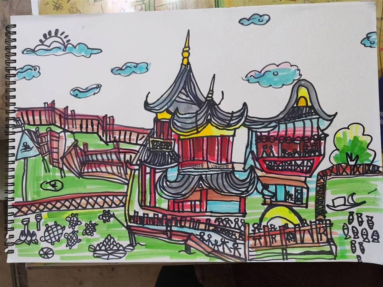 迎六一100名小朋友用童画描绘心中的上海地标建筑