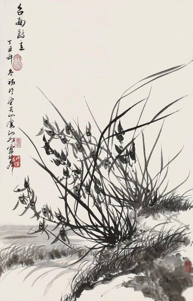 当代画兰名家卢坤峰,一笔一叶,随手生发_兰花