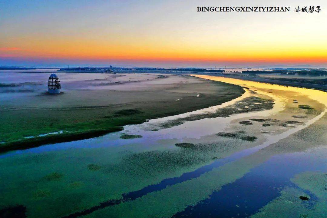 同江黑龙江和松花江交汇的美丽边城