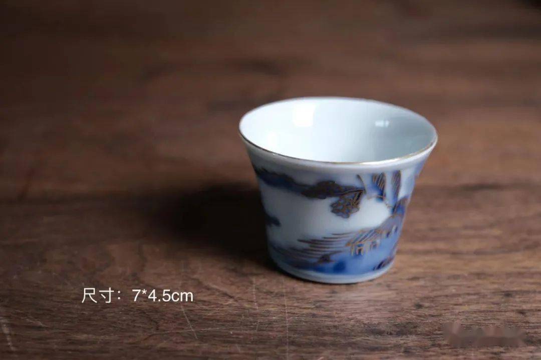 限时秒杀| 日本青花描金猪口杯、有田烧彩绘花纹茶杯一套、木胎朱漆圆形