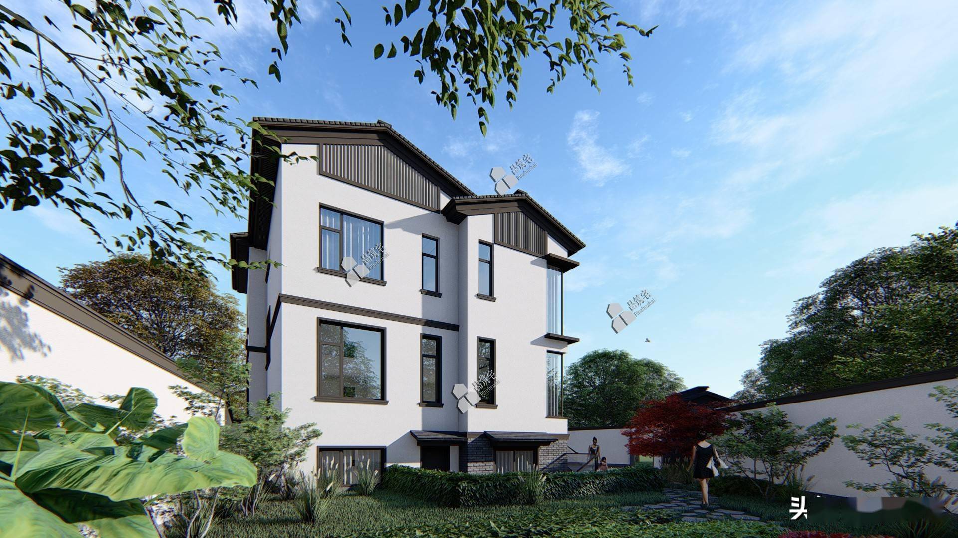 两层新中式别院,既有中式的古朴典雅,也有现代的简约气质