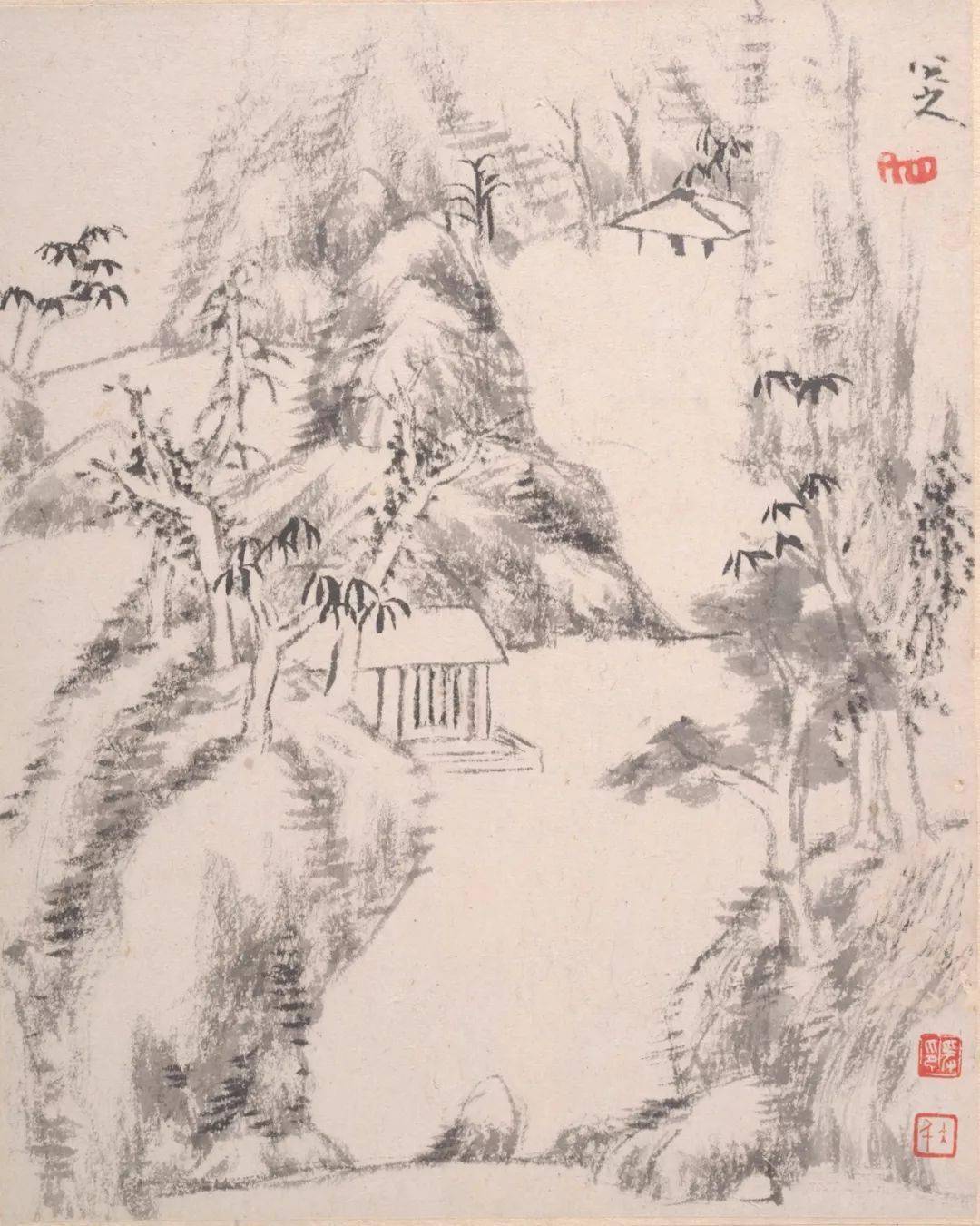精彩绝伦的八大山人《渴笔山水册》