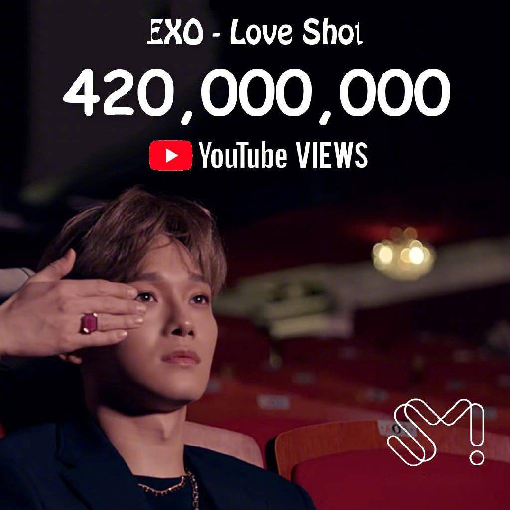 "sm最初"exo《love shot》mv youtube播放量突破4亿2千万