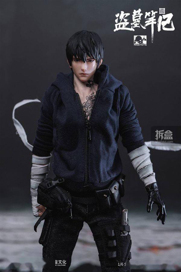 ringtoys玩界 1/6 盗墓笔记 张起灵 可动人偶 12寸兵人_黑金古