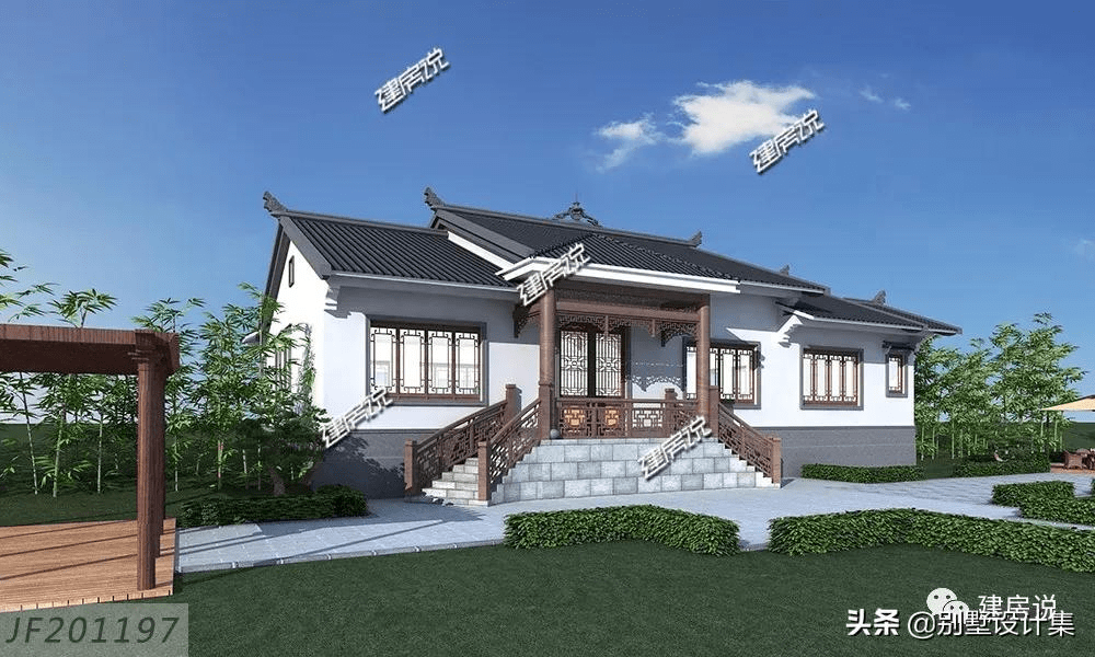 一层中式别墅,一方小院,一点绿意,一小居室,田园雅致惬意生活