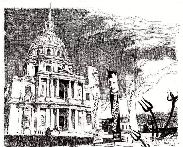 他山之石艺王受之建筑钢笔画